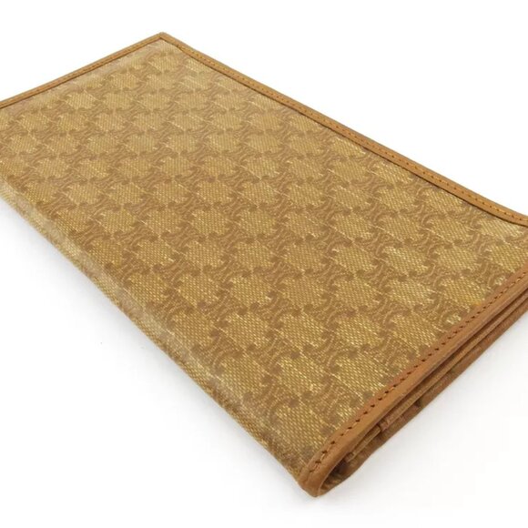 CELINE length wallet macadam beige PVC ?~ leather Authentic used - Picture 3 of 9